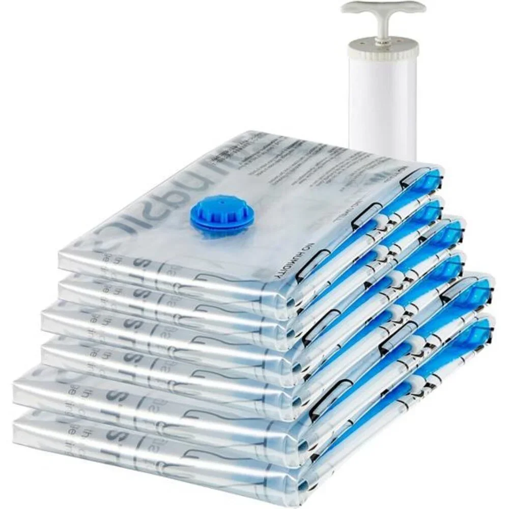 Multiple Transparent Vacuum‎ Compression Zipper Storage Bags for Space Saving