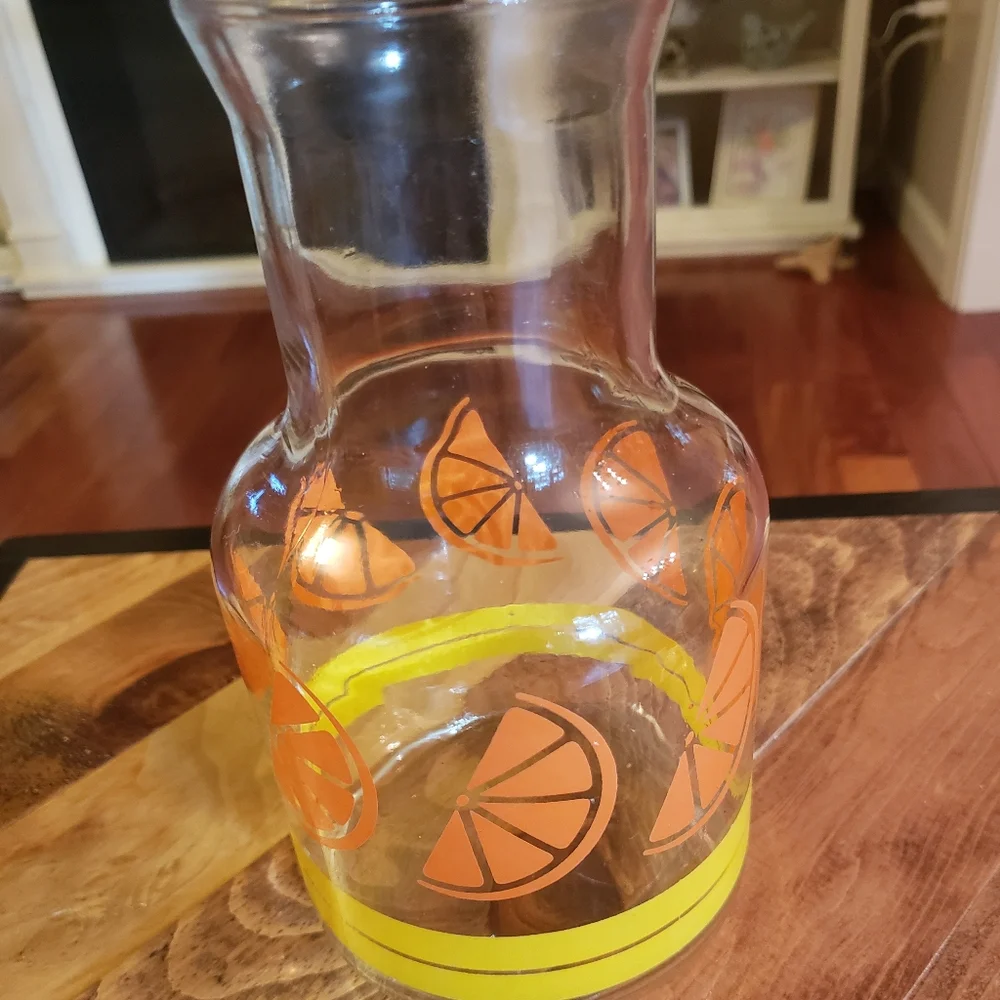 Vintage Libbey of Canada Juice Carafe Pitcher Glass Orange Slices No Lid