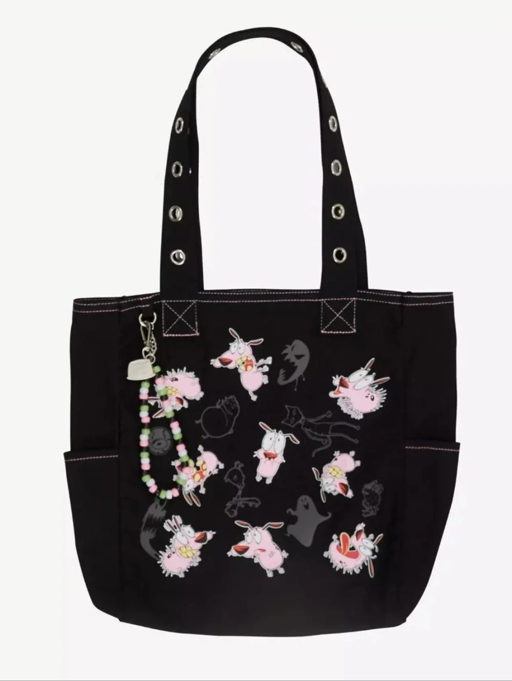 Courage The Cowardly Dog Grommet Tote Bag With Charm