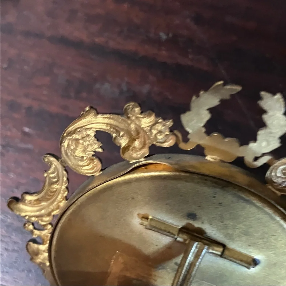 2 Antique Victorian / Edwardian Miniature Metal Gilt Frames Wreath & Gibson Girl