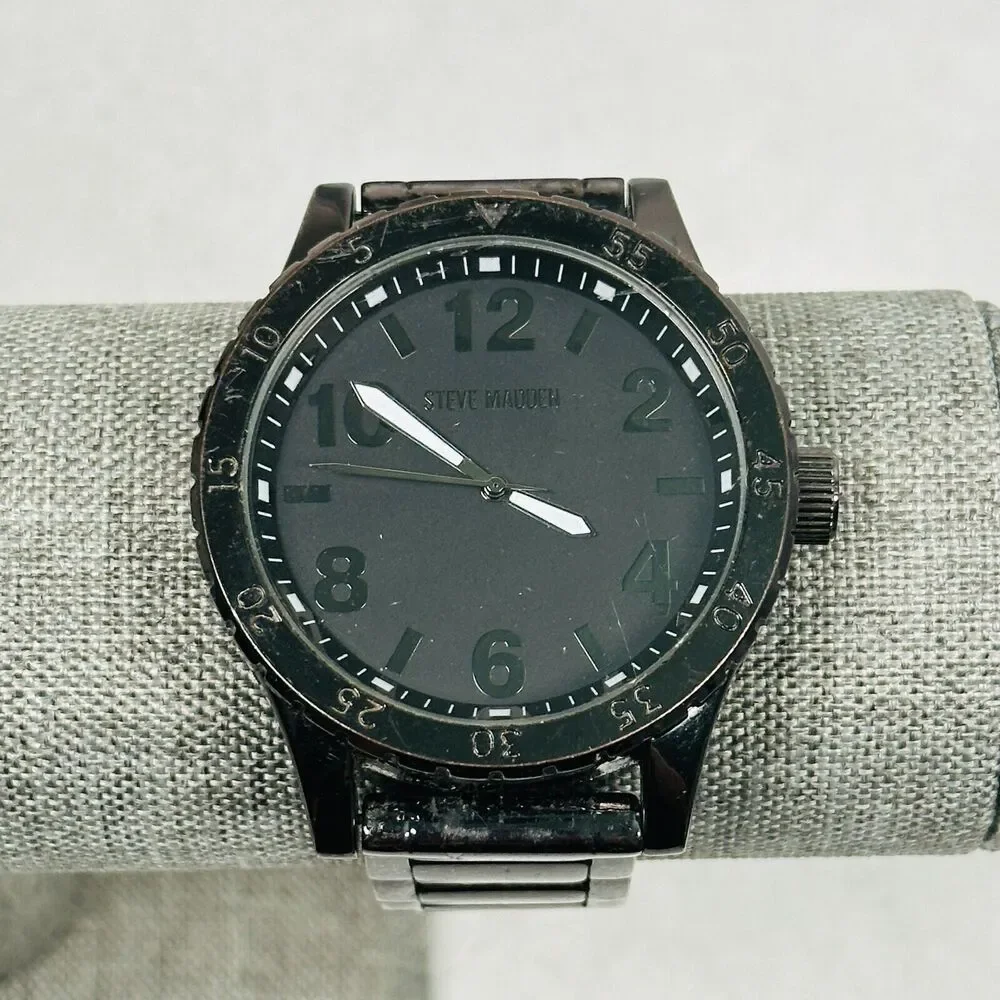 Steve Madden Watch Mens 48mm Dark Gray Rotating Bezel New Battery