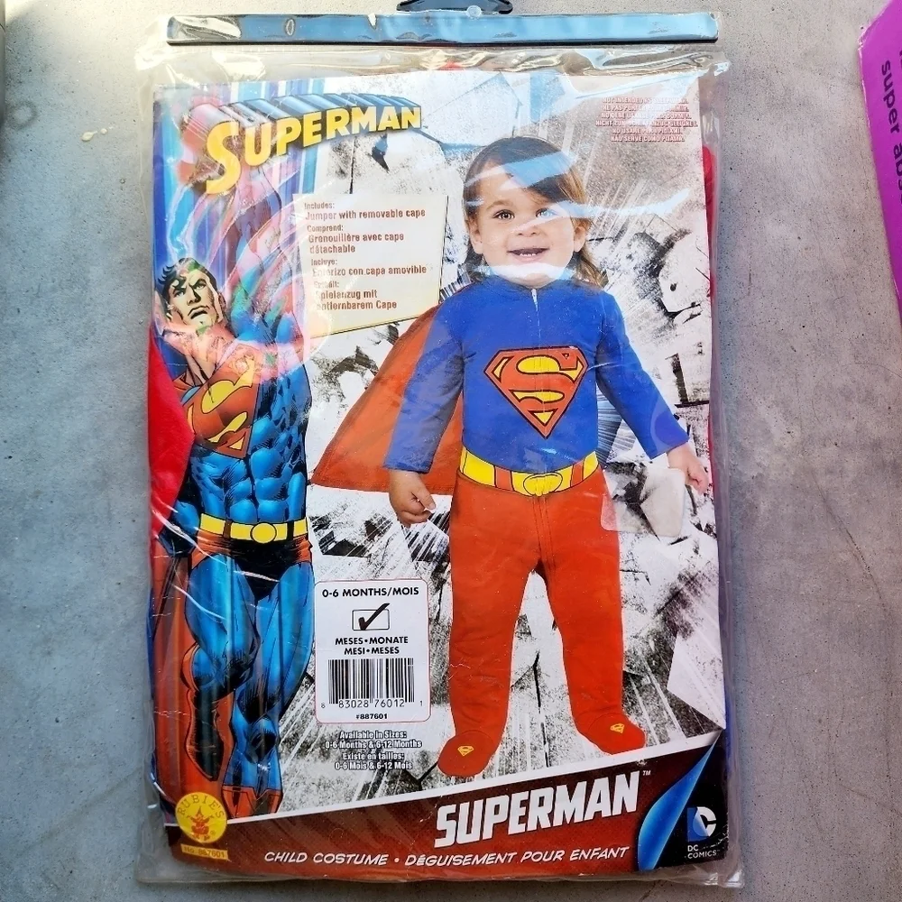 NWT Rubie's Superman Halloween Costume Cosplay Jumper Removable Cape Infant 0-6M