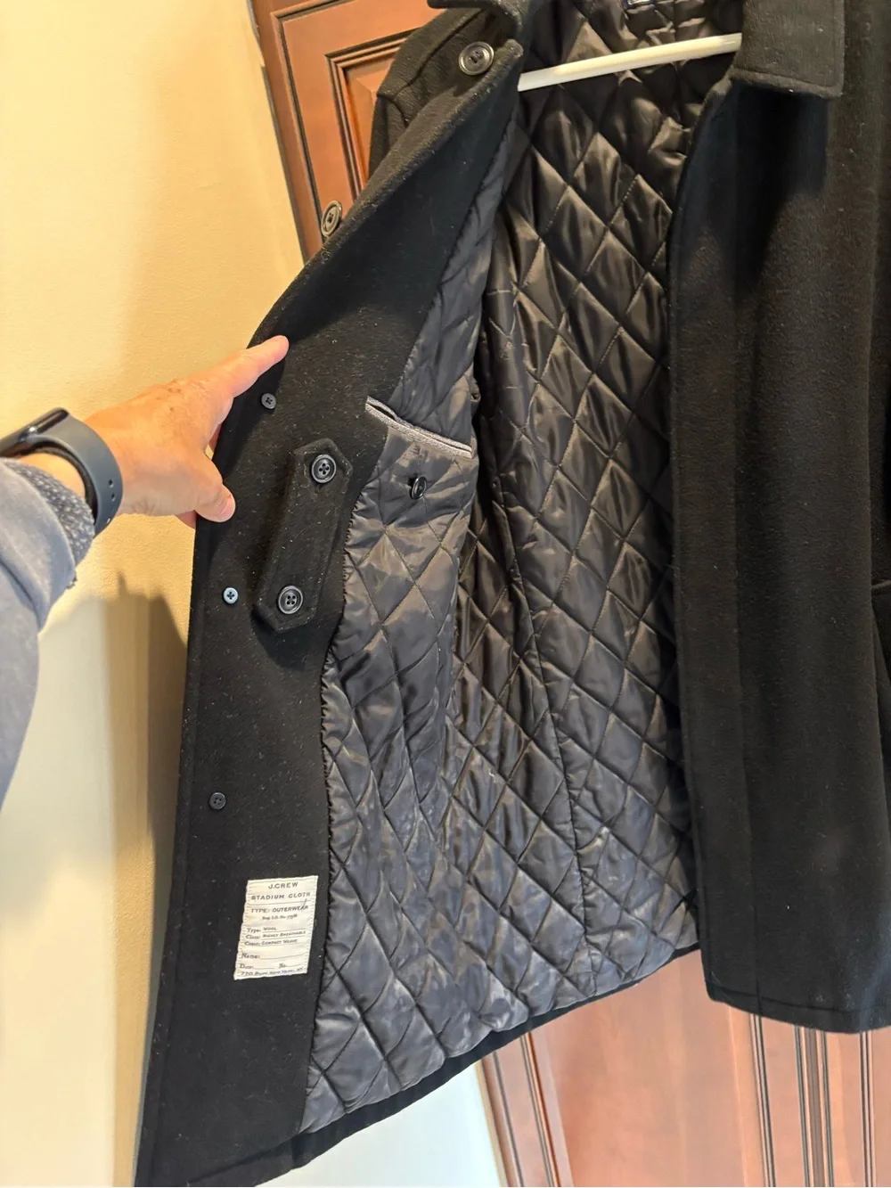 J. Crew Classic Stadium Cloth Wool Black University Jacket Thinsulate Lining - M