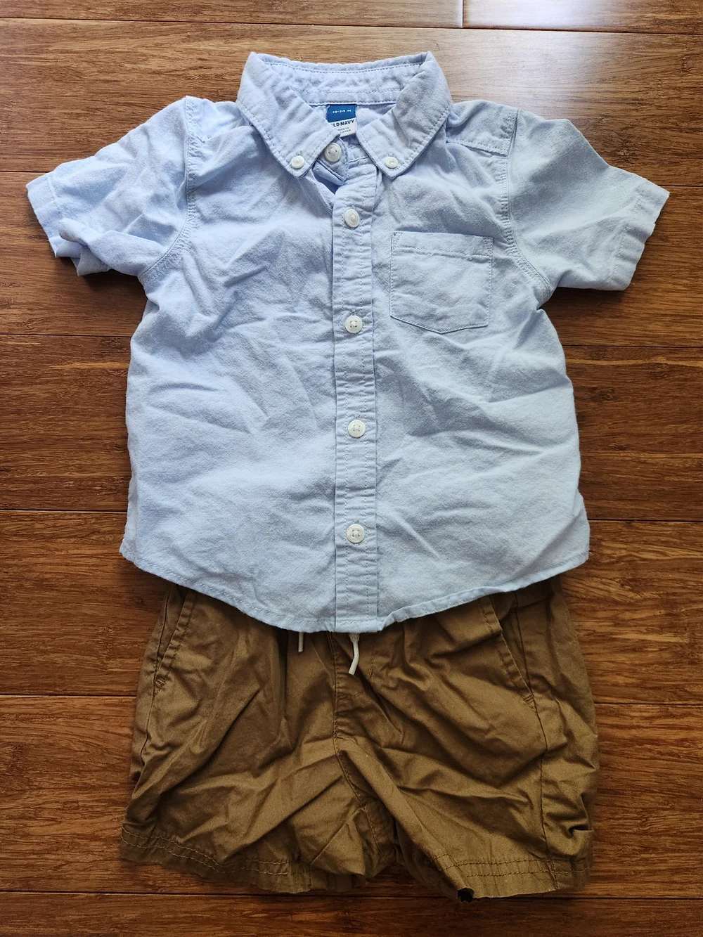 Old Navy Baby Boys Blue Short Sleeve Button Down Shirt Shorts Kids, 18-24 Months
