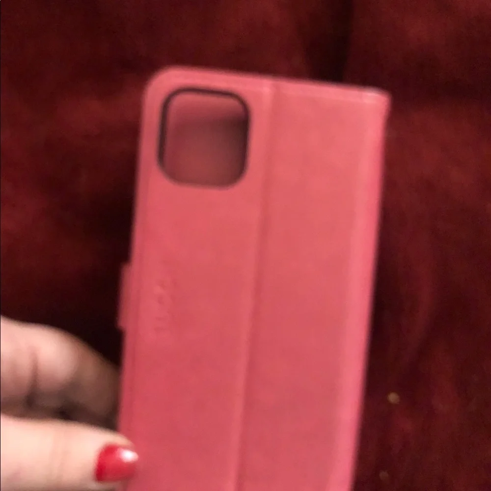 Red leather folio phone case IPhone 7-8 Plus used for a few days
