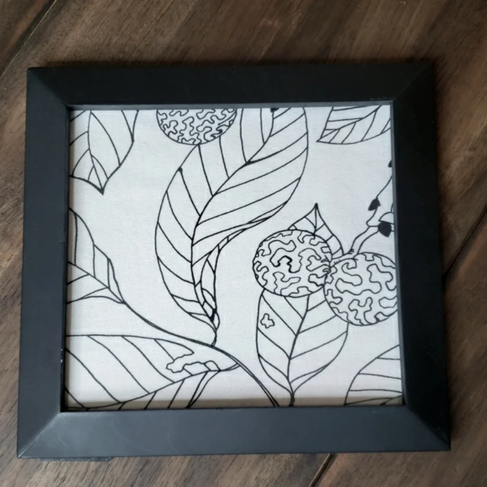 Framed Abstract Floral Textile Wall Art Decor
