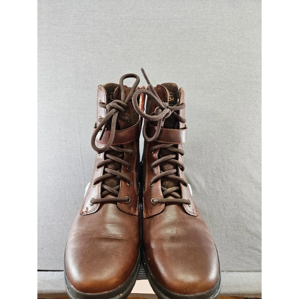 UGG Simmens Waterproof Leather Wool Boots Stout Brown 10 Mens 10