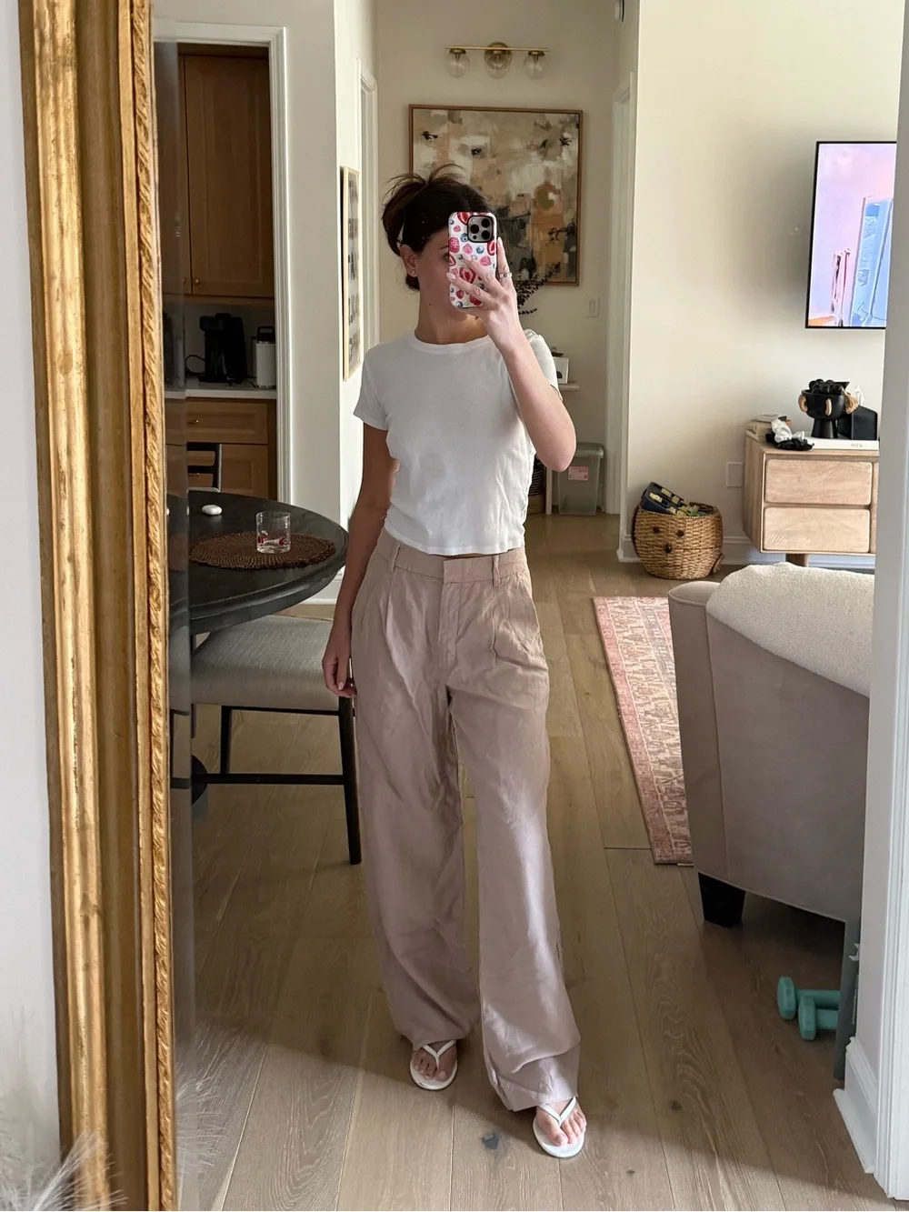 Effortless Wide Leg Linen-Blend Pants in Taupe