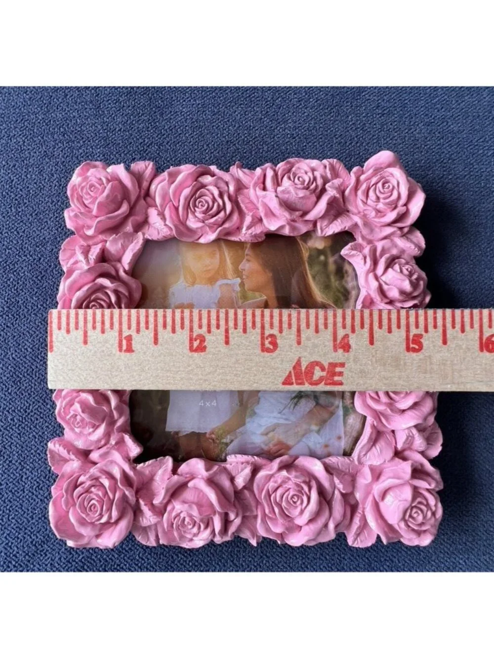 Shabby Chic PINK Roses 4x 4 Photo Frame Picture Holder Beekman Home Pretty