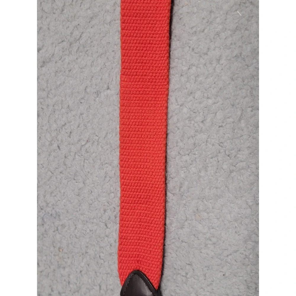 Budweiser Belt Mens 32 Brown Leather Red Canvas Gold Tone Brass Buckle Souvenir