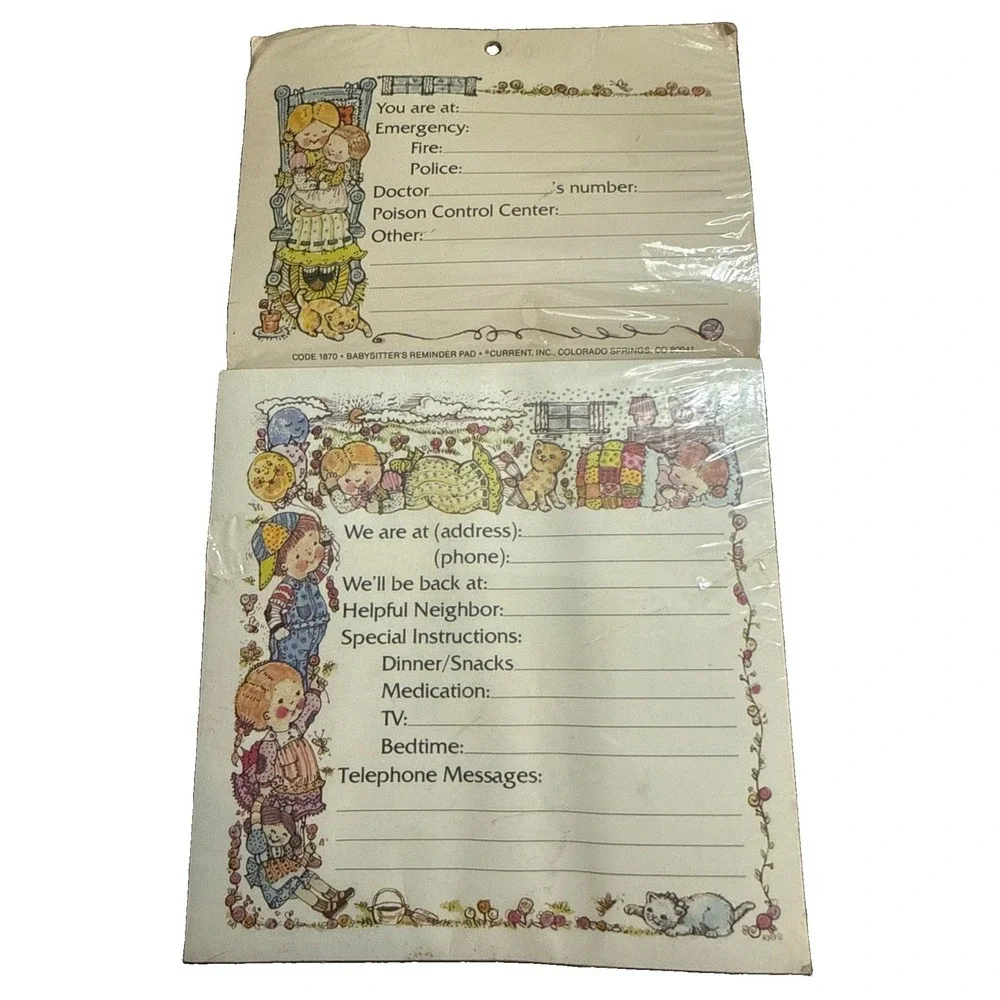 NOS Vintage 80's Telephone Hanging Message Note Pad Babysitter's Reminder Info