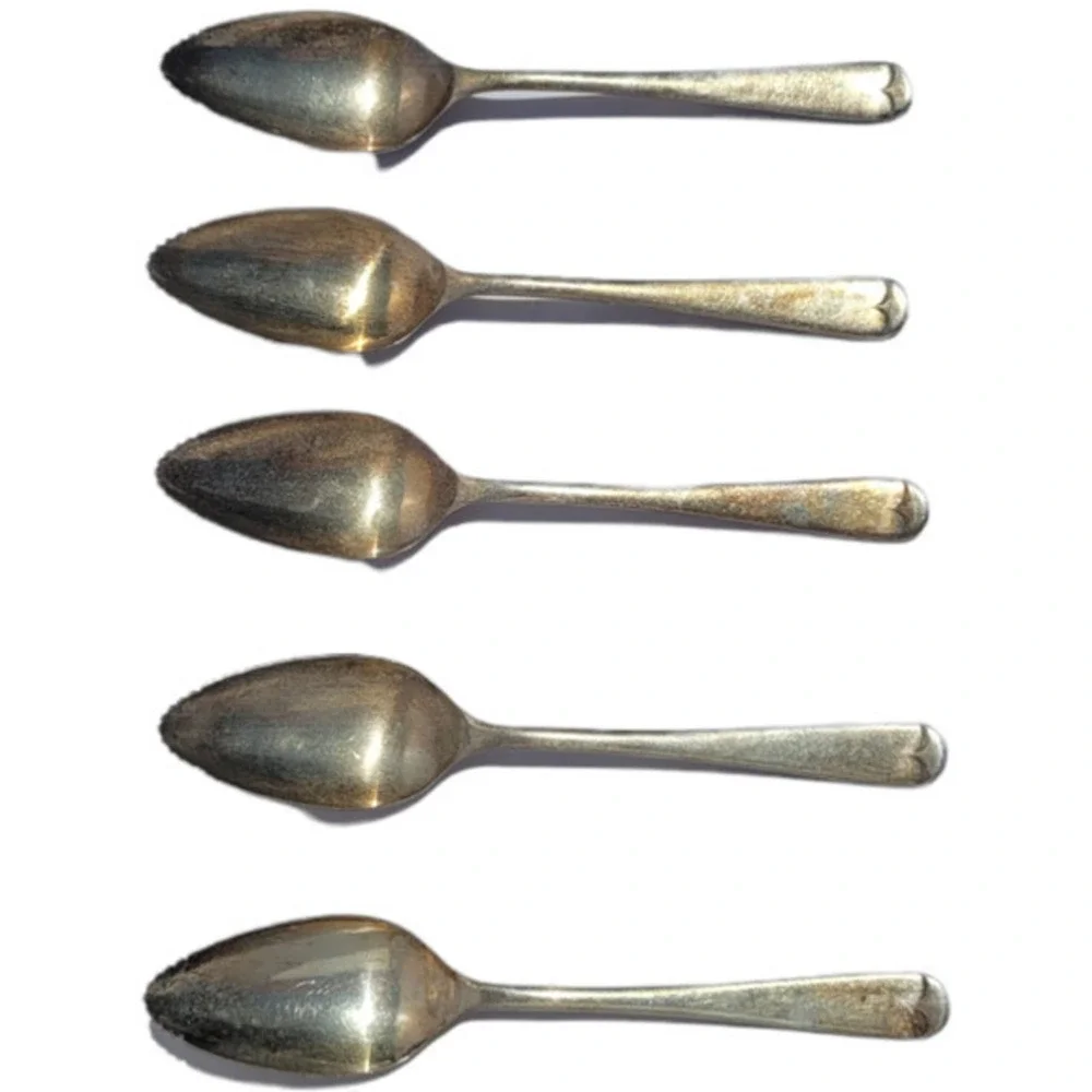 Vintage Set of 5 EPNS Sheffield England Serrated Tip Normcore Grapefruit‎ Spoons
