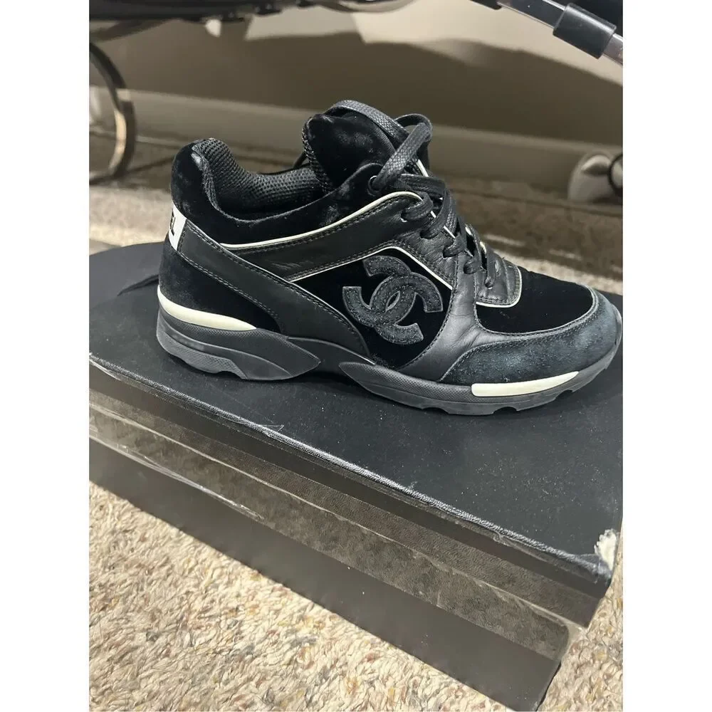 Chanel black sneakers size 36