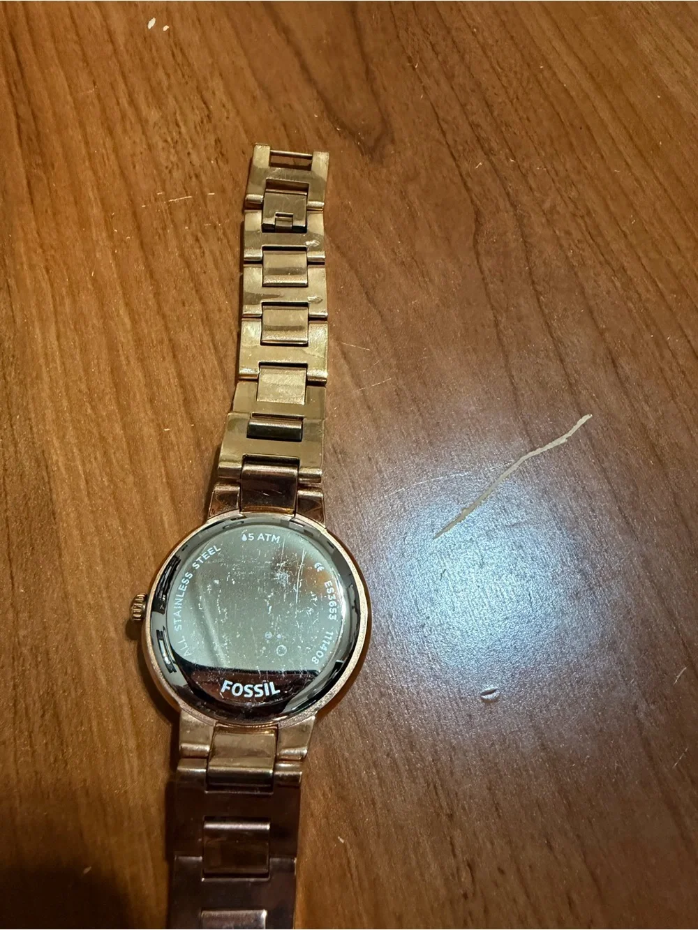 Fossil Rose Gold Bracelet Watch with Lavender Dial and Crystal Accents