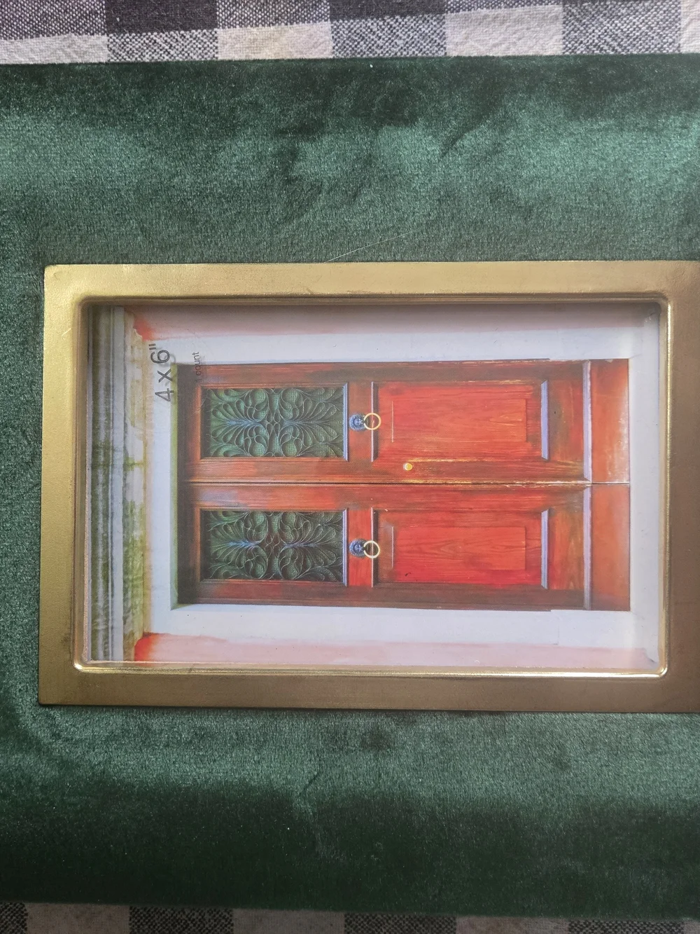 Opalhouse Plush Green Velvet and Gold Inner Trim Picture Frame 4 X6 NWT
