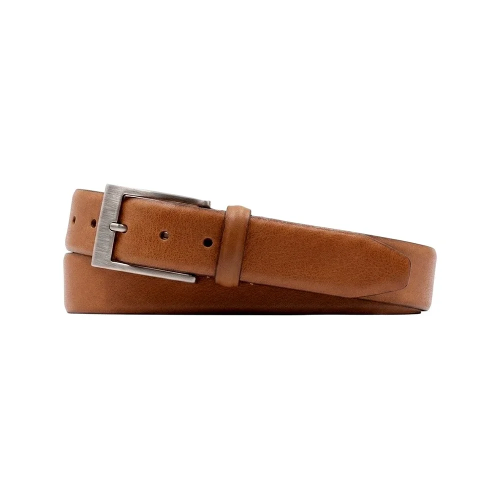 NWT $198 Martin Dingman Mens Cognac Saddle Leather Belt Handcrafted Brown Sz 36