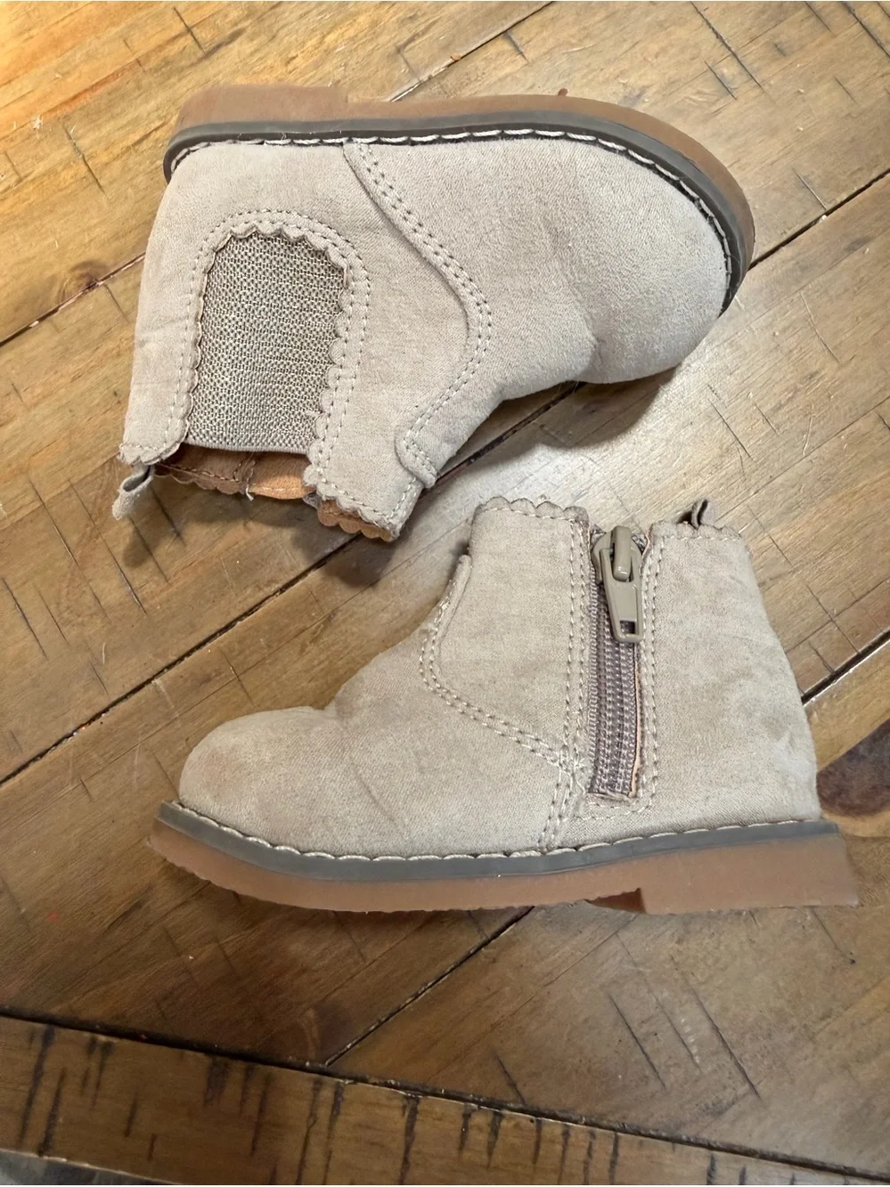 H&M Kids imitation Suede Zip & Elastic Ankle Boots - Beige