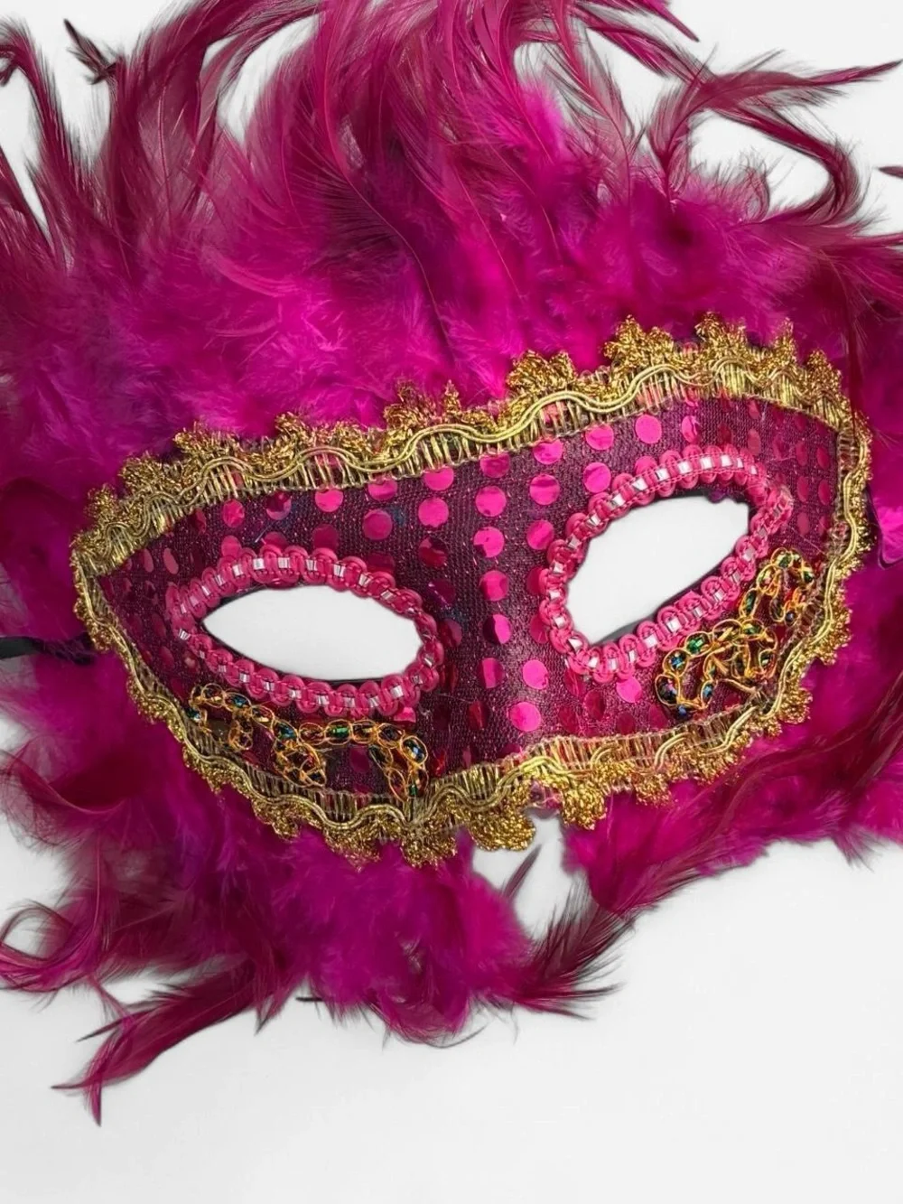Vibrant Pink Feathered Masquerade Mask
