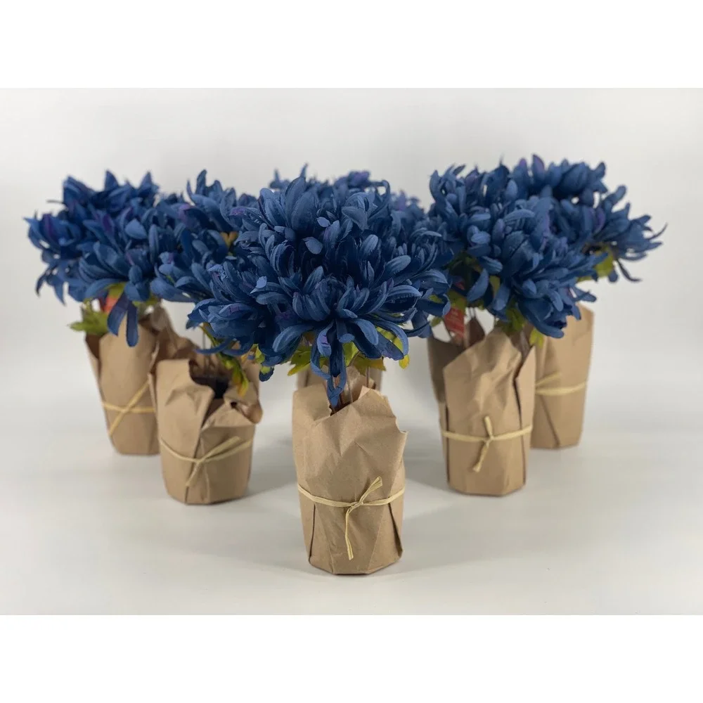 12 Ashland Artificial Chrysanthemum 12pc Blue Silk Flower Rustic Decor NEW