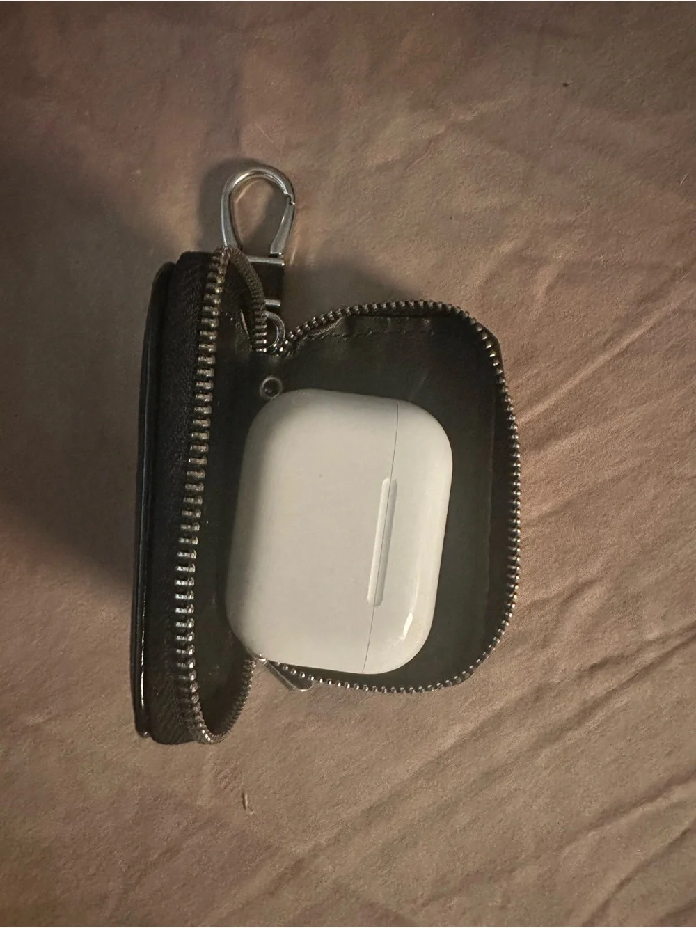 Genuine Black Leather Key Pouch with Clip | Chevrolet Zip Around Key Fob Holder
