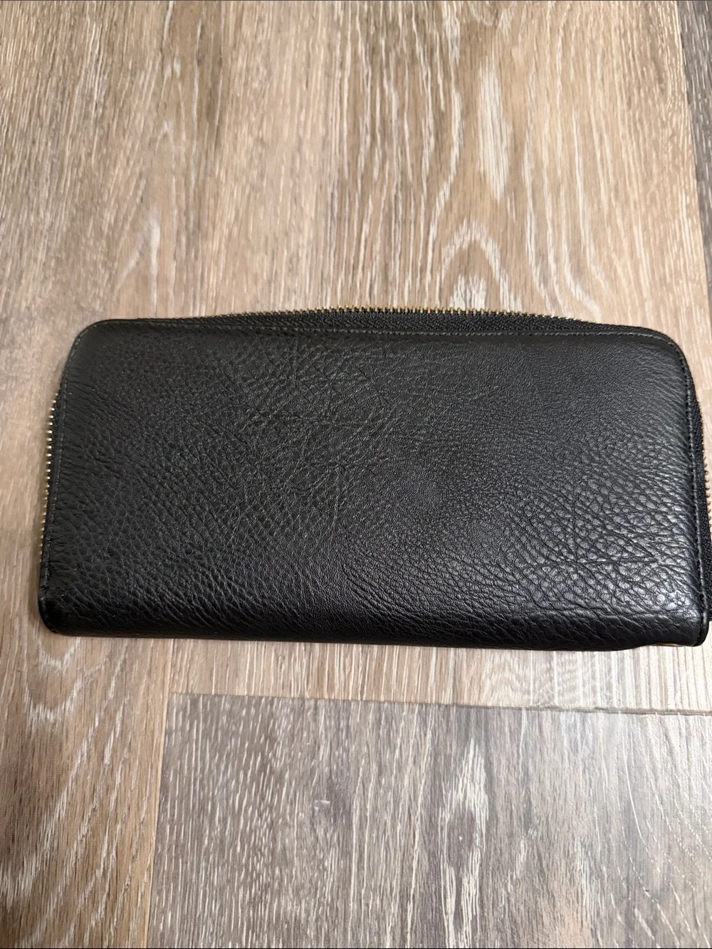 Michael Kors Black Leather Zip Wallet with Gold MK Emblem