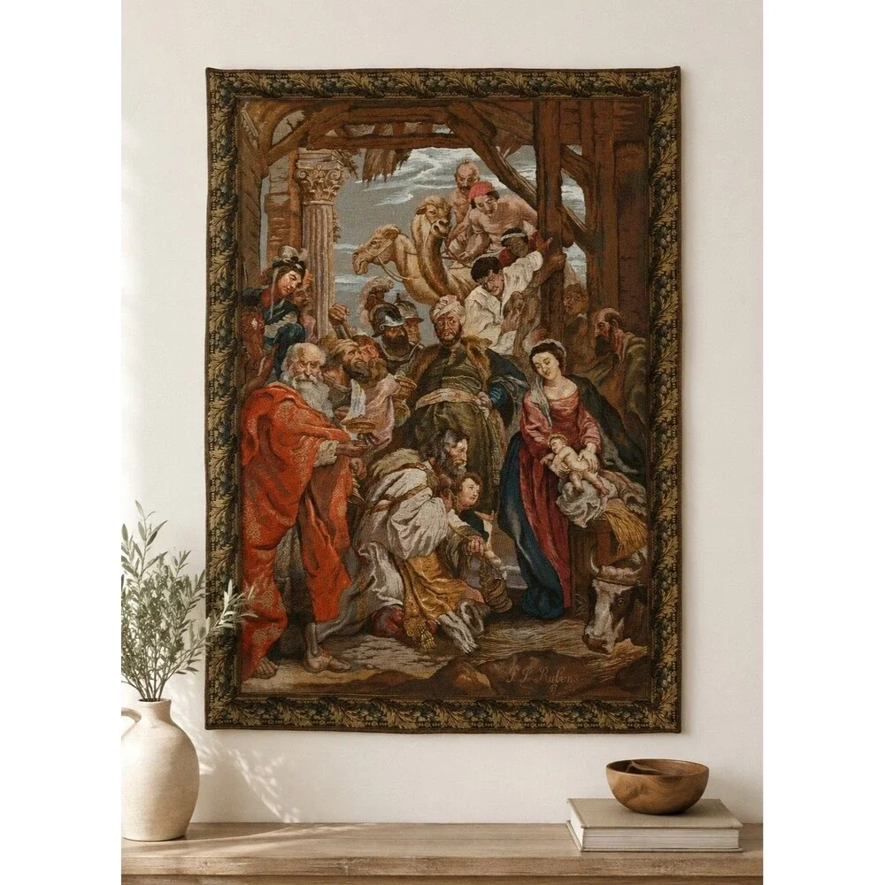 VTG PP Rubens Adoration of the Magi Belgian Jacquard Woven Wall Tapestry 43