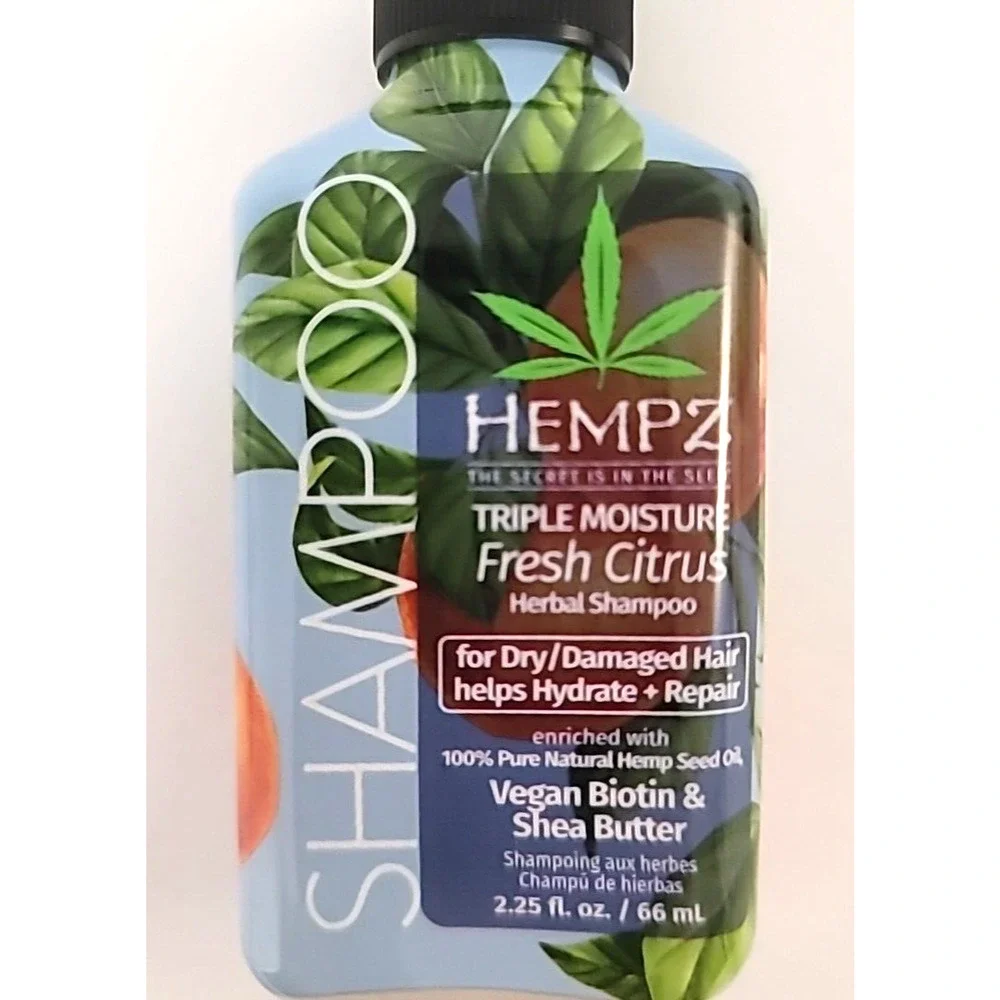 3 Travel Size Hempz Triple Moisture Fresh‎ Citrus Shampoo/Conditioner/Lotion
