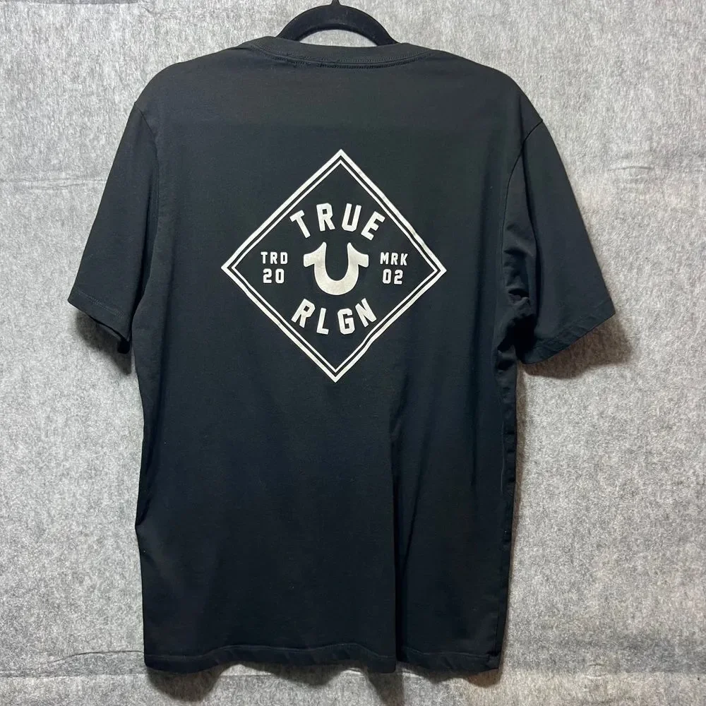 True Religion T Shirt Black Large Cotton Basic Logo Graphic‎ Casual Streetwear