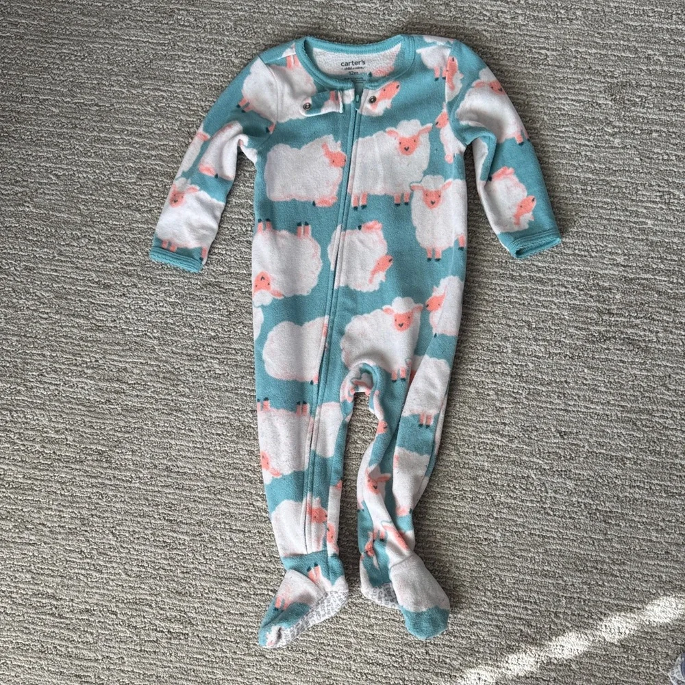 Carter's 12M Fleece Zip  Footie Pajama Bundle Set