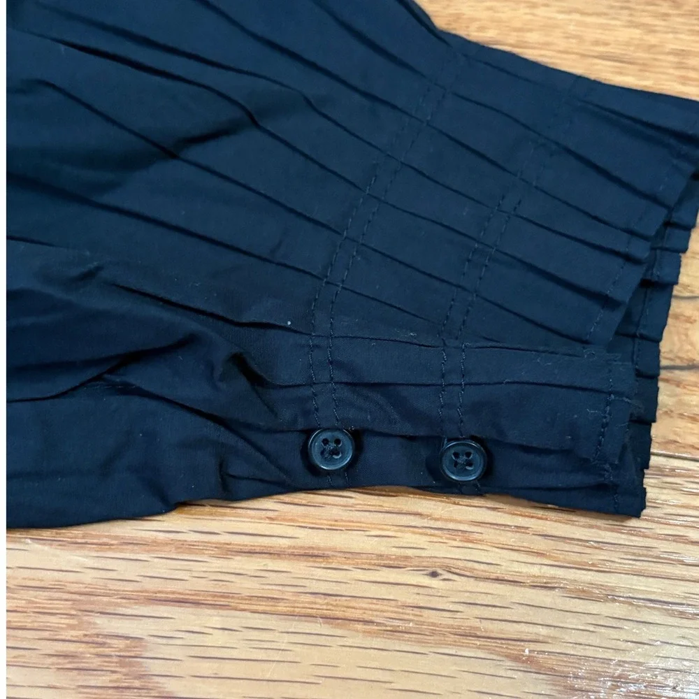 Madewell Top Women XXS Black Puff Sleeve Knit Top Pleated Cuff Dark Academia NWT