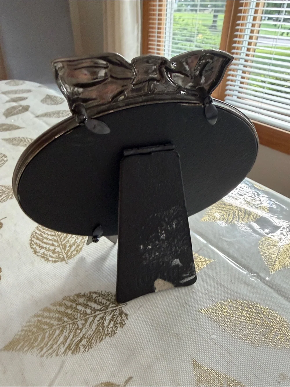 Pewter Oval Victorian style photo frame table top