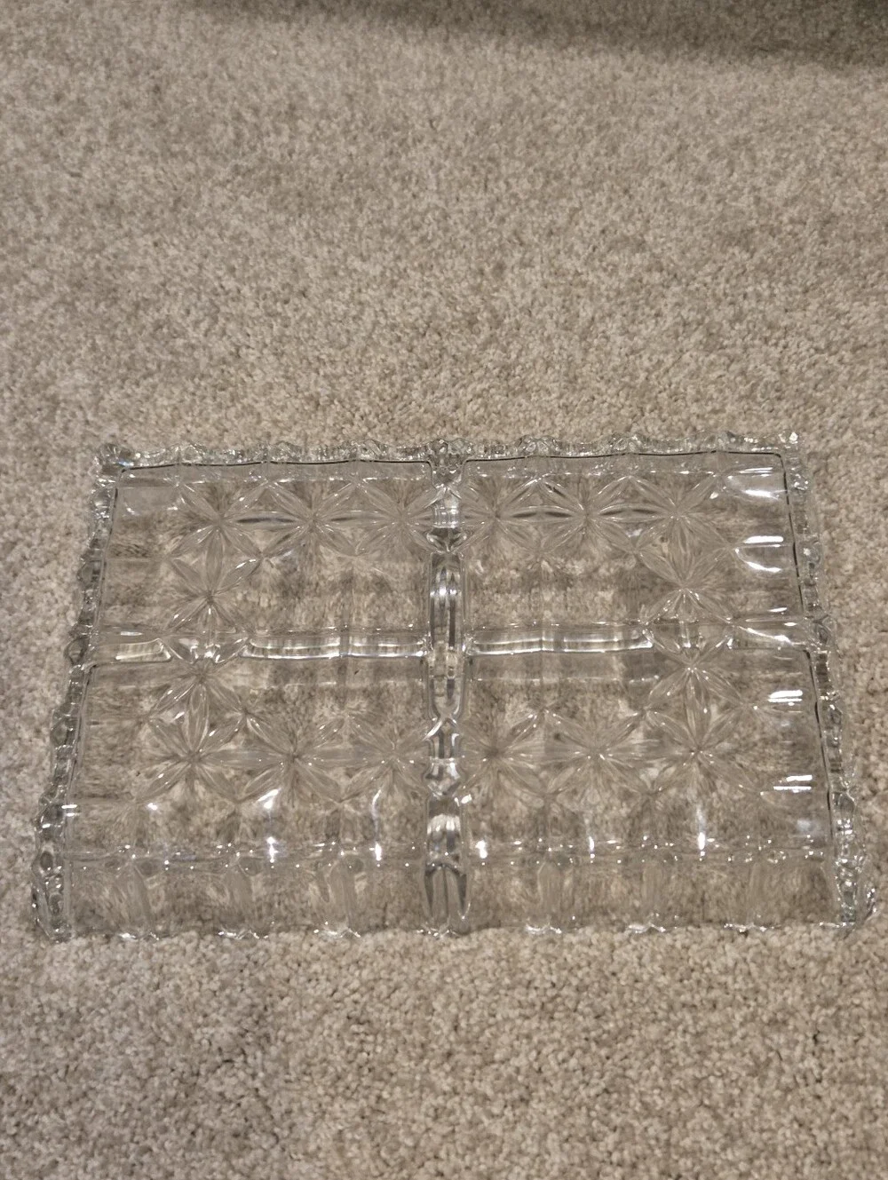 Pressed Glass Divided Vanity Tray - 4 Compartment, Vintage