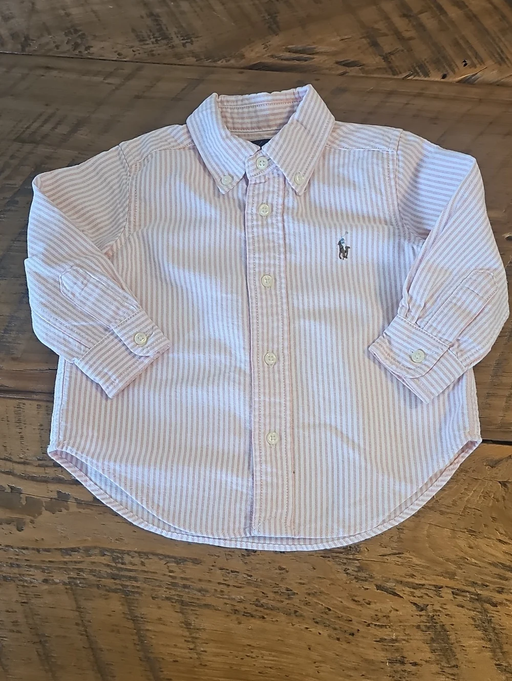 Ralph Lauren Light Pink & White Striped Toddler Button-Down Shirt