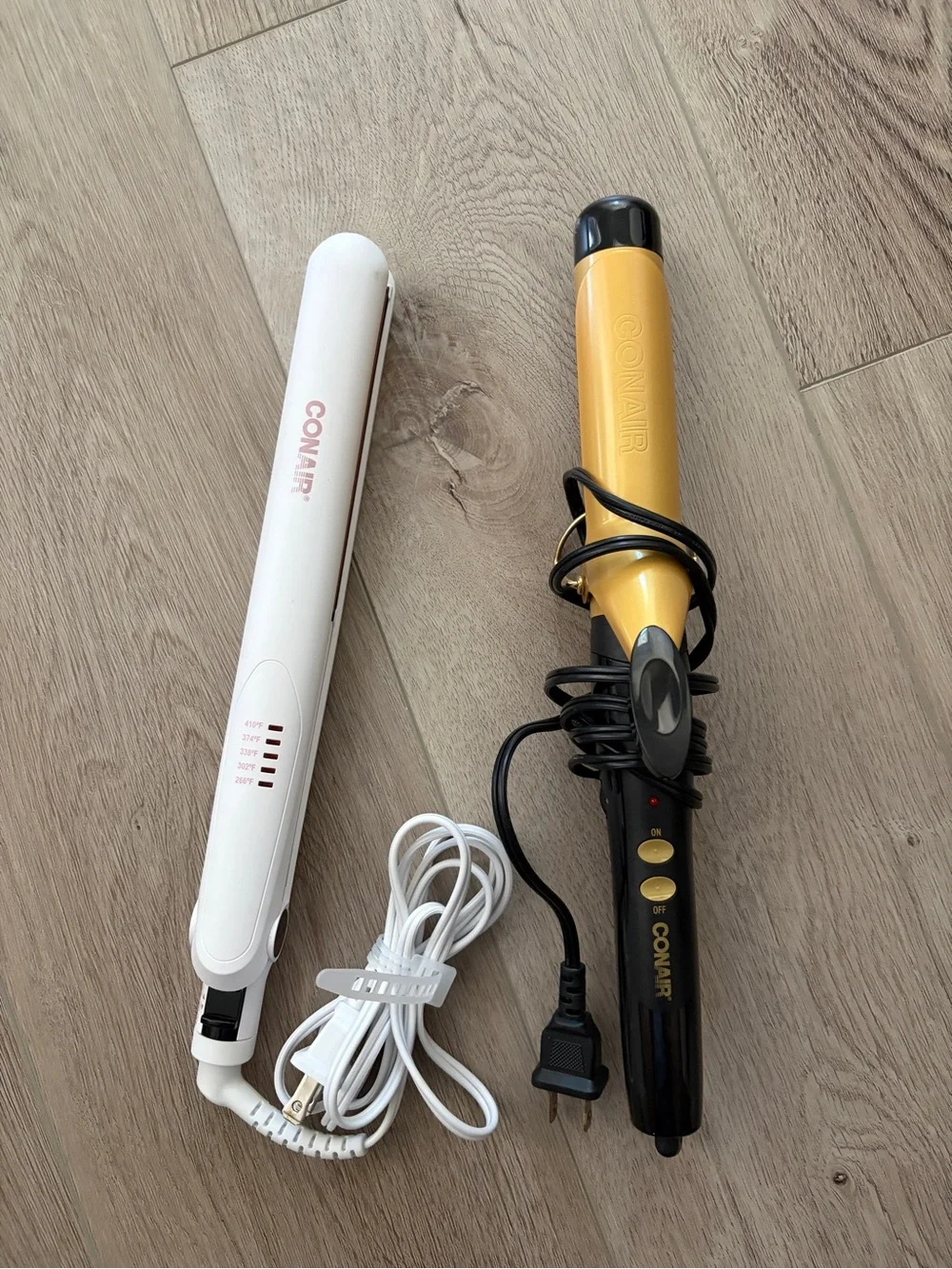 Conair Gold & White Hair Styling Set - Flat Iron and Curling Wand