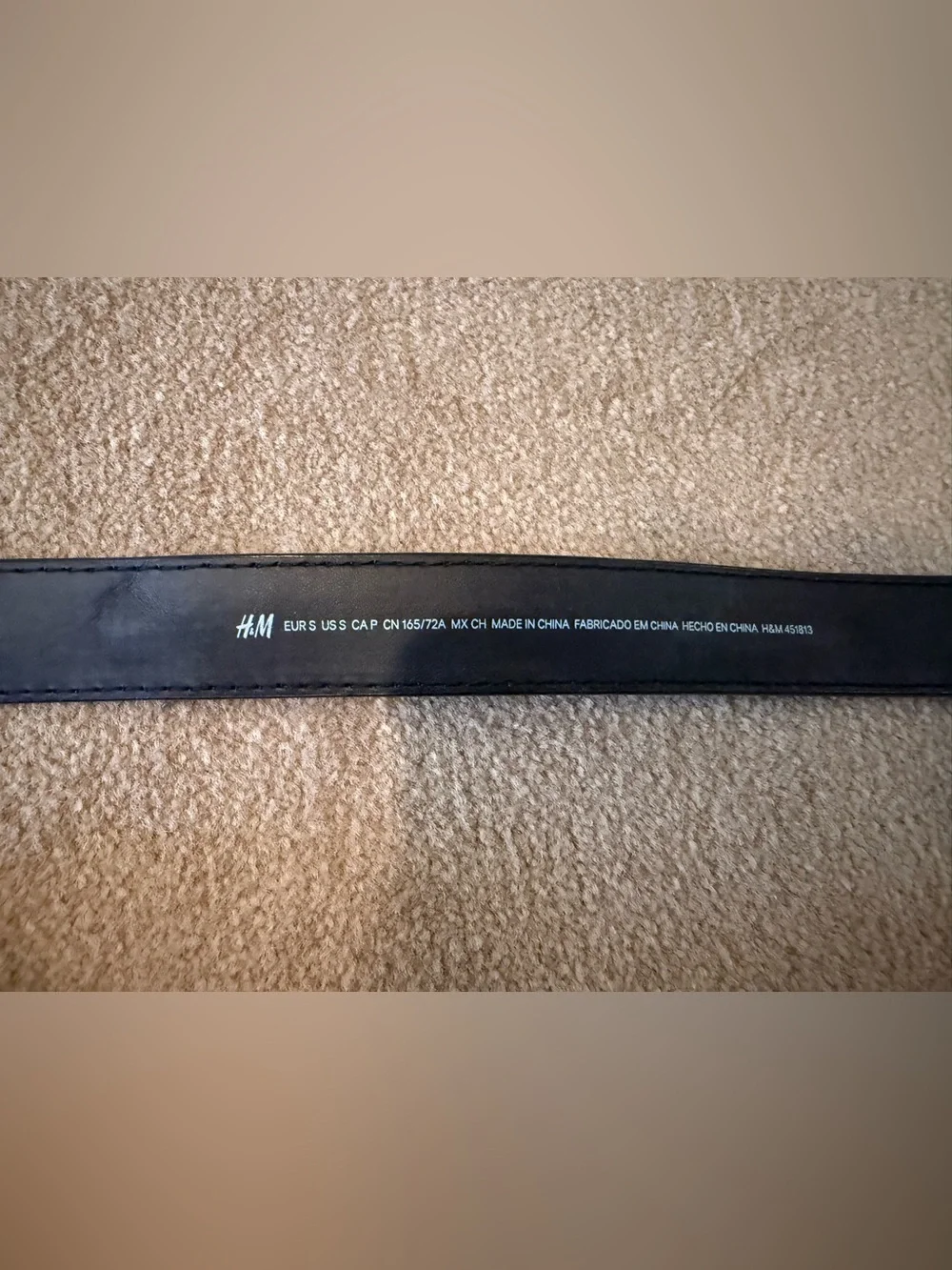 H&M Black Textured Leather Belt with Silver Buckle