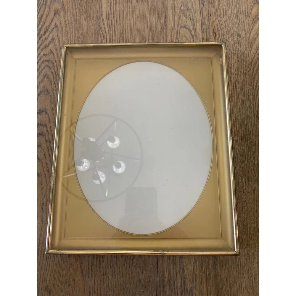 Vintage Gold Metal Photo Frame Oval Opening 8x10 Tabletop Wall Hanging Regency