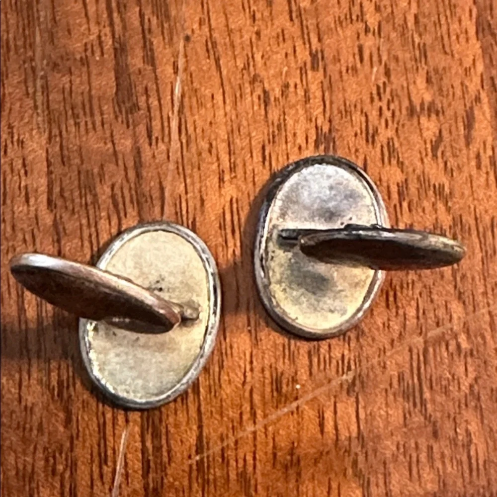 Vintage Etched Brass‎ Oval Cufflinks
