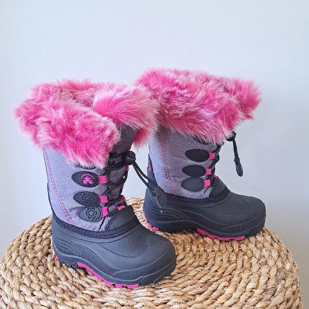 Kamik Toddler Girls Grey‎ Nylon Waterproof/Insulated Winter/Snow/Outdoor Boots 9