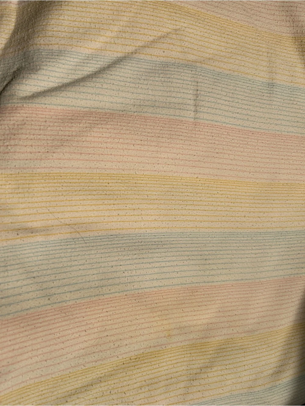 CottonComfort Pastel TWIN Flat Light-Wt Flannel Pink, Blue & Yellow pinstripes.
