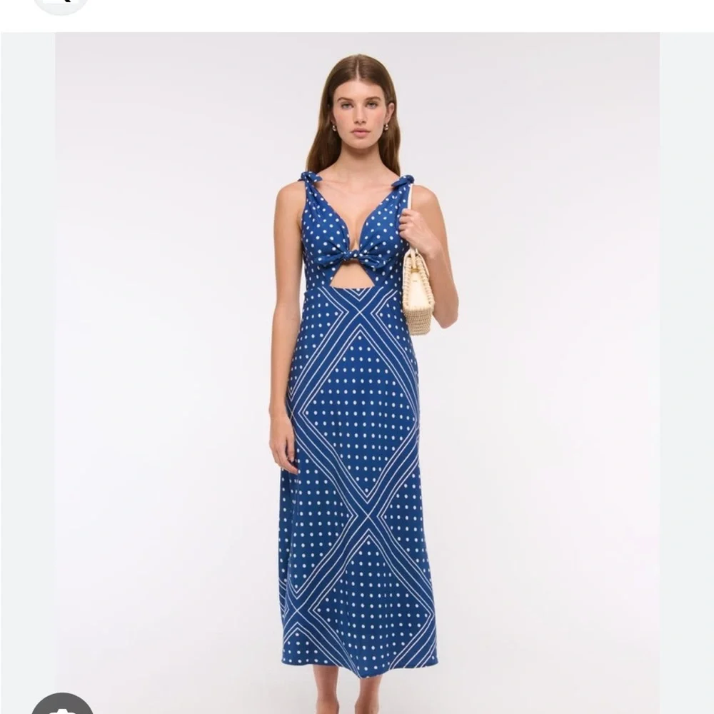 Abercrombie & Fitch Blue Polka Dot Maxi Dress