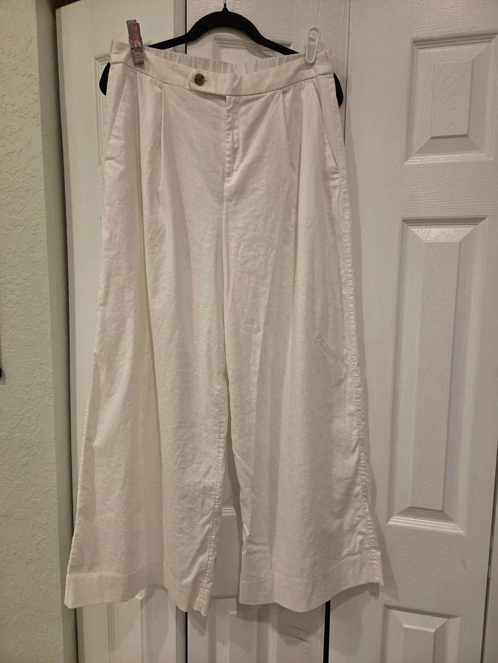 Banana Republic White Linen Wide-Leg Pants