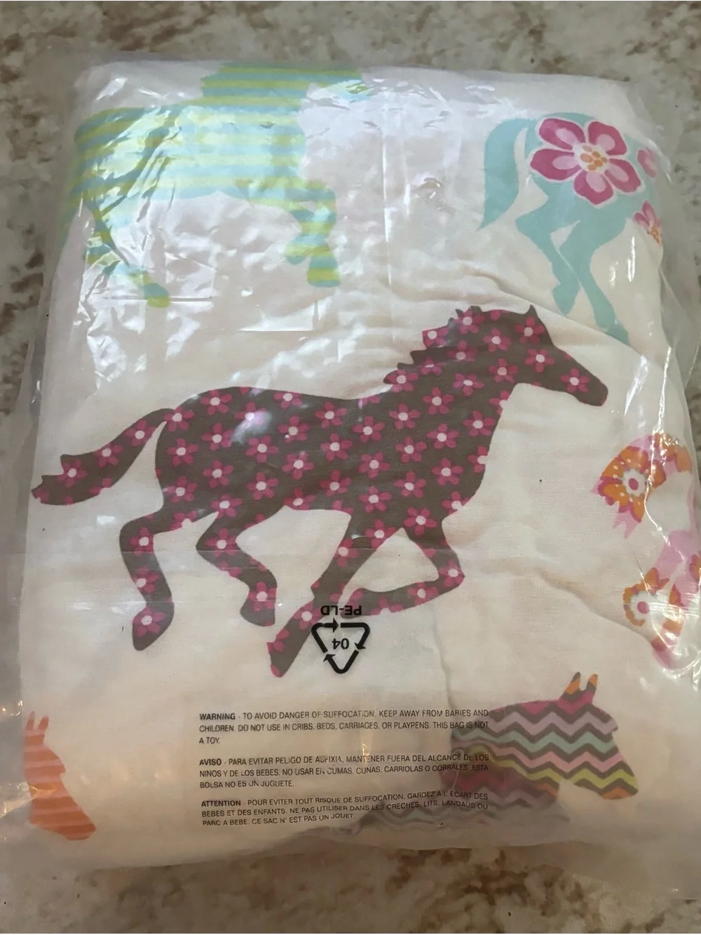 NWT Garnet Hill Painted Ponies Twin Sheet Set w/ 2 Pillowcases Colorful Portugal