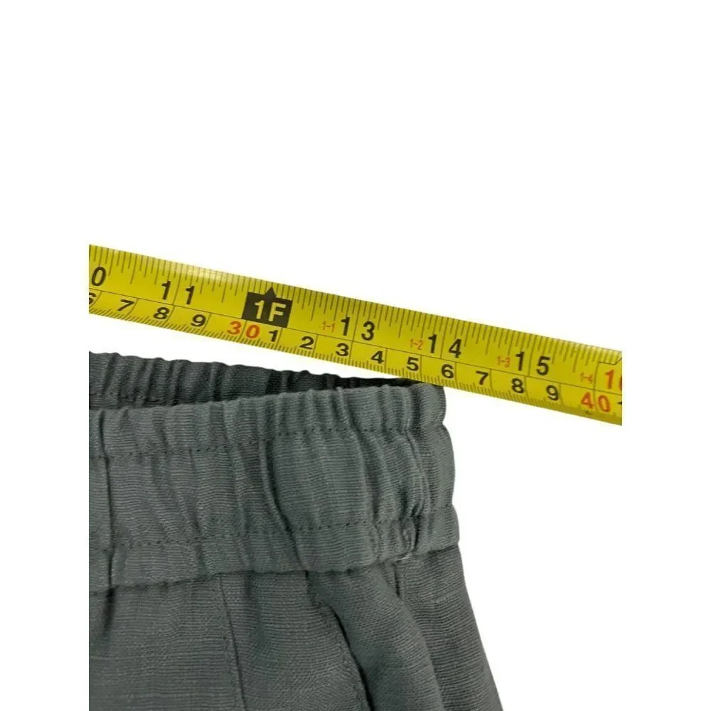 Zara Womens Linen Pants Medium M Trousers Grren Wide-Leg 5070/130 NWT