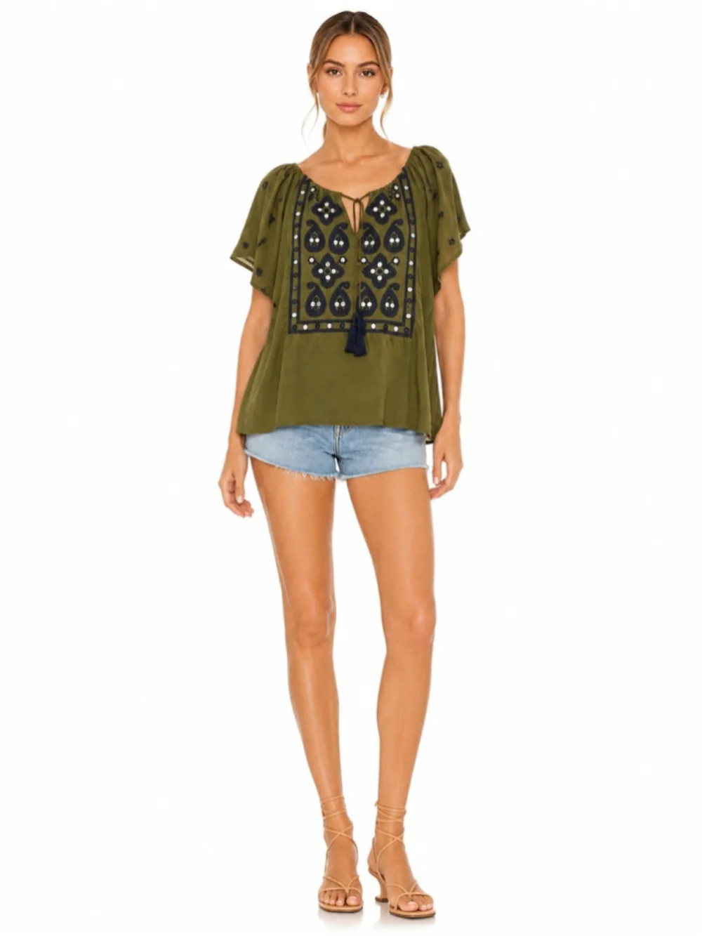 Tory Burch silk embroidered