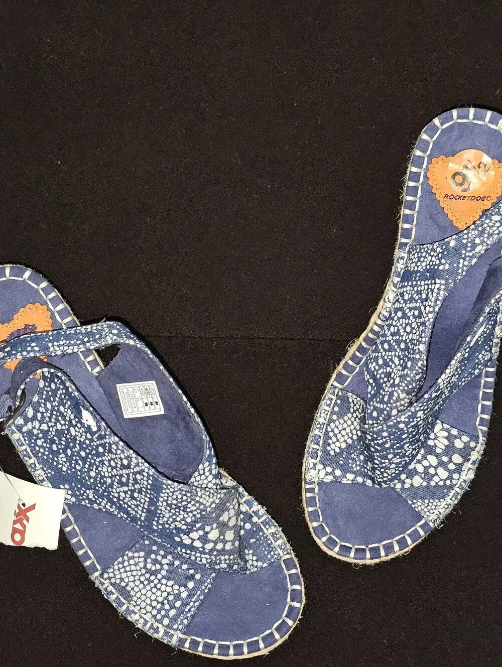 NWT Rocketdog Women's Blue/White Rope Espidrile Wedge Sandals Open Toe- Size 9.5