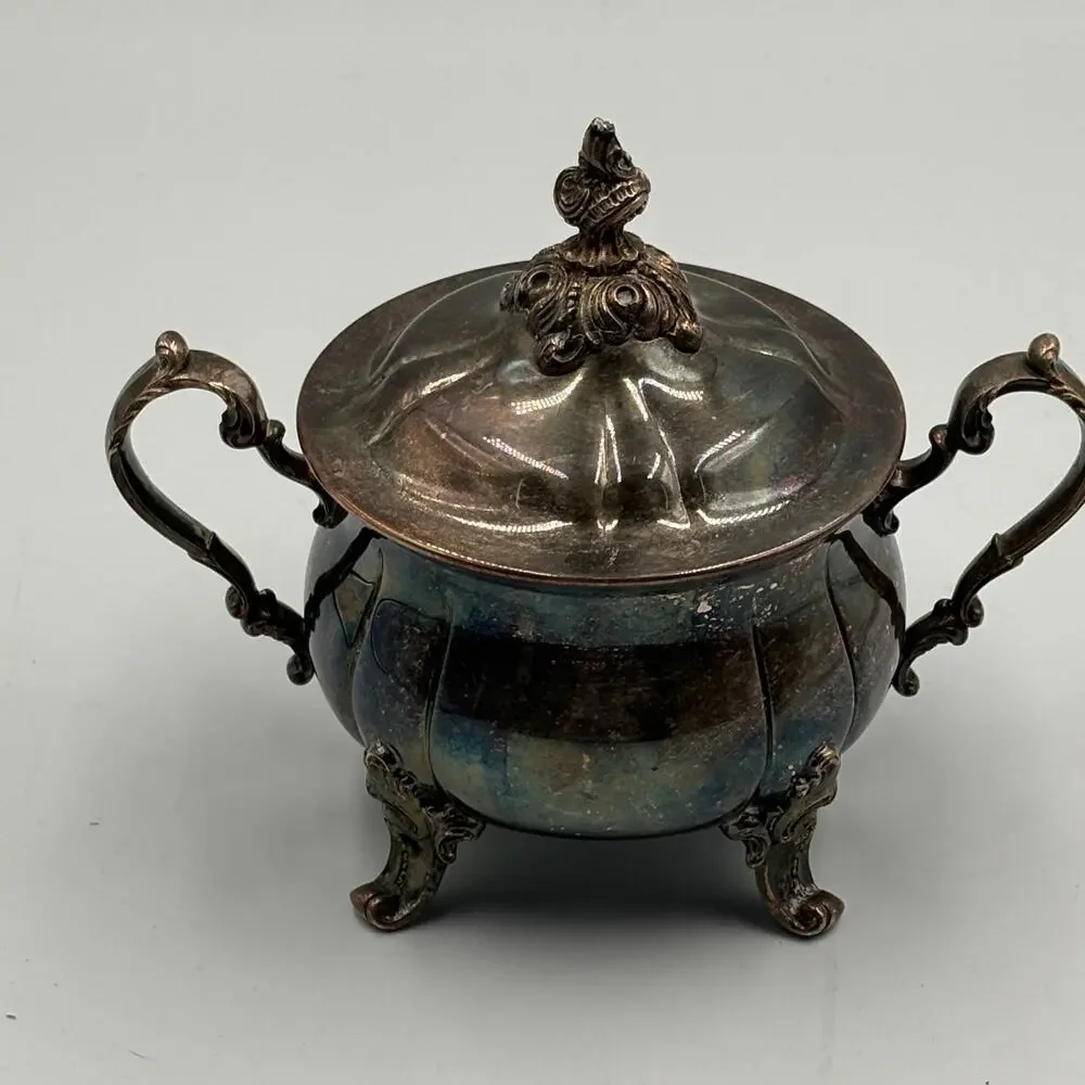 Vintage Silverplate Newport Covered Sugar Bowl Double Handled W Lid
