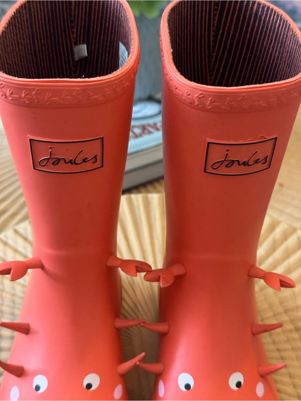 Joules Boy's Rain Boot Crab Size 13 Orange Unisex