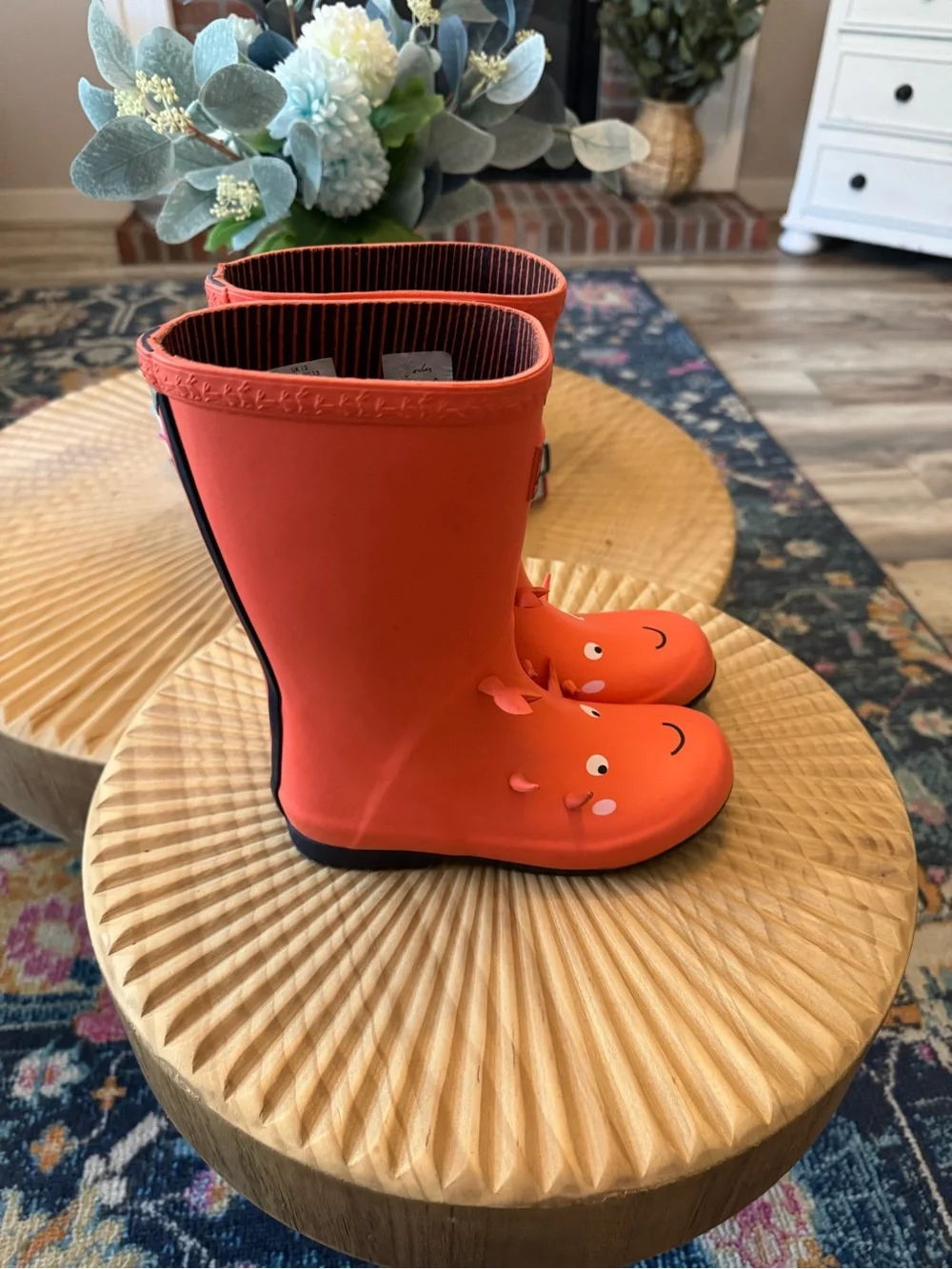 Joules Boy's Rain Boot Crab Size 13 Orange Unisex