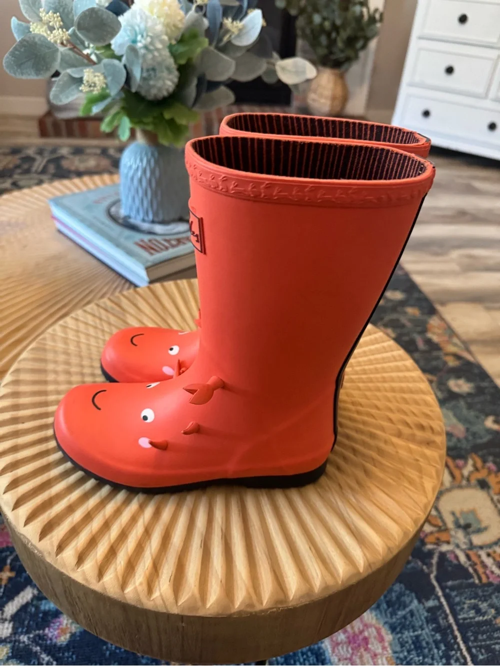 Joules Boy's Rain Boot Crab Size 13 Orange Unisex