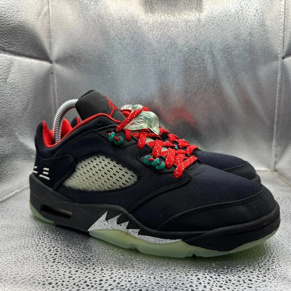 Size 6 Nike‎ Air Jordan 5 Retro Low Mens Black Comfort Sneaker Shoes DM4640-036